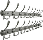 Dseap Coat Rack Wall Mount - 38” Long 10-Tri-Hooks Heavy Duty Coat Hanger Rail Wall Hooks for Hanging Coats Hats Clothing Clothes Purse Mudroom Entryway, Gray, Pack of 2 by Dseap