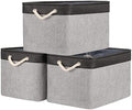 TheWarmHome Organization and Storage Basket for Shelves - 20x16x14 inch Jumbo 3 Pack Collapsible Storage Bins for Organizing, Fabric Storage Cubes for Organizer Gift Toy Closet (Black & Grey) by TheWarmHome