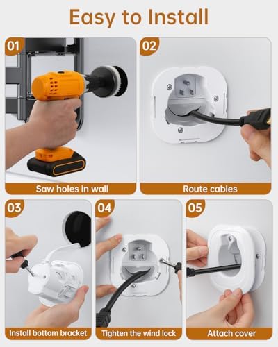 in-Wall Cable Management Kit, Wire Hider for Power & Low Voltage Cables, TV Cord Hider for Wall Mounted TV, TV Cable Hider Wall Kit, Includes Hole Saw Drill Attachment - Image 7