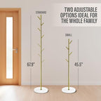 Coat Rack with Real Marble Base, Freestanding Metal Clothing Rack with 8 Hooks, Modern Hall Tree for Entryway, Bedroom & Office, Space Saving Coat Hanger Stand for Small Spaces (Gold) - Image 2