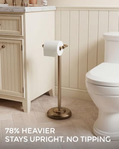 Toilet Paper Holder Stand, Bronze Toilet Paper Holder Free Standing, Post Pivoting Design & Stable Weighted Base SUS304 Stainless Steel for Bathroom (Mega Roll) - Image 2