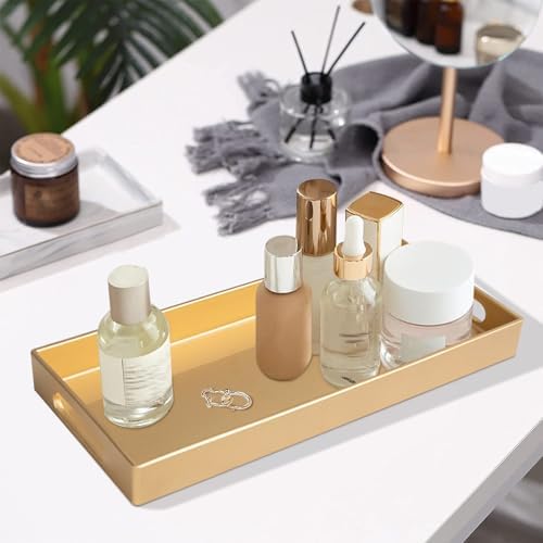 MAONAME Gold Vanity Tray Set of 2, Rectange Toilet Tank Trays with Handles - Image 7
