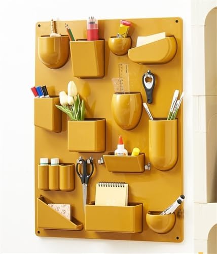 Cute Small Item Wall Storage, Desktop Multi-Grid Storage Board, Creative Wall Decoration, Storage Wall Hanging Suitable for Bedroom, Living Room, Entrance(Yellow) by SUNHIPPIE
