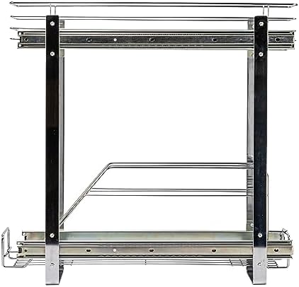 Household Essentials Glidez Multipurpose Chrome-Plated Steel Pull-Out/Slide-Out Storage Organizer for Cookware and Bakeware - 2-Tier Design - Fits Standard Size Cabinet or Shelf, Chrome - Image 7