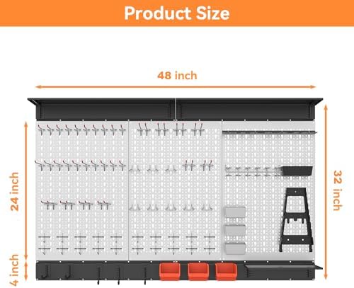 WALMANN 113 PCS Pegboard Wall Tool Organizer Kit with Pegboard Hooks, Grey - Image 3