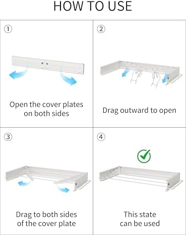JOOM Wall Mounted Clothes Drying Rack,31.5 Inch Foldable Rack,White,Poles - Image 5