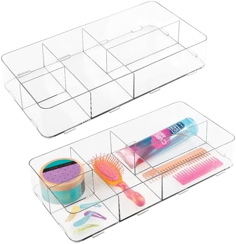 iDesign Interlocking 5-Section Drawer Organizer, Set of 2, Clear by iDesign