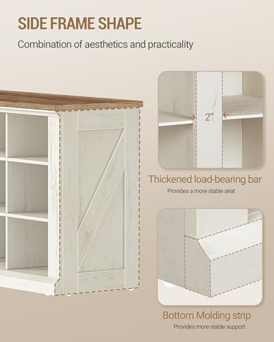 Hzuaneri Shoe Storage Bench, 18-Cubby Shoe Rack Bench, Widened Compartments - Image 5