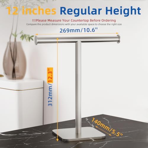 RUACQ T-Shape Hand Towel Holder Stand, 12inch, Brushed Nickel, 2 Pack - Image 2