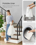 SONGMICS Rolling Laundry Hamper with Lid, 160 L 3-Section Synthetic Rattan - Image 6