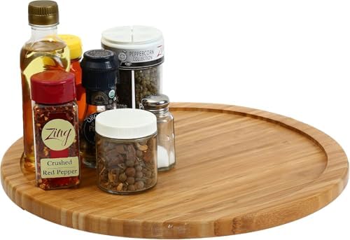 YBM HOME Bamboo Lazy Susan Single Turntable (18", 6) - Image 4