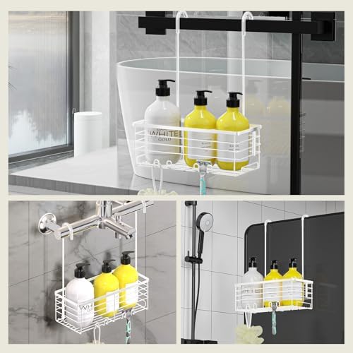 DELLAN Hanging Shower Caddy, Shower Rack Hanging for Bathroom, White - Image 2