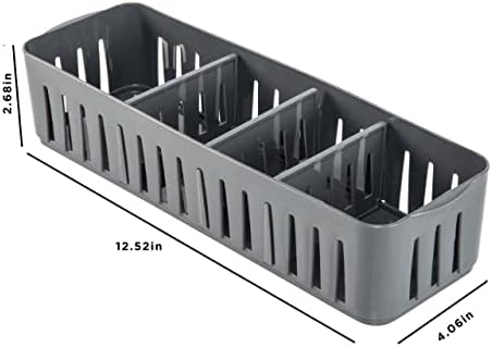 Simplify 2 Pack 4 Compartment Stackable Bin with Adjustable Dividers | Drawer Organizer | Storage Basket | Good for Office | Desk Supplies | Dorm |Bathroom | Accessories | Make Up | Grey - Image 5