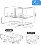 Clear Stackable Storage Drawers Set of 3 Bathroom Makeup Organizer Bins - Image 2