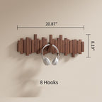 ELECANE Piano Key Coat Rack Wall Mount, Solid Wood Flip Down Magnetic Hooks Piano Coat Rack, Wall Mounted Coat Hanger 8‑Hooks for Entryway Hallway Bedroom Kitchen Home Storage - Image 3
