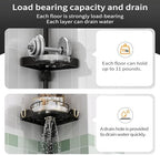 YCIA&DONE 360° Rotating Corner Shower Caddy Tension Pole, 4 Tiers Shower Organizer for Bathroom Shelf Bathtub, Adjustable Standing Shower Rack, Easily Assemble, 34-124 Inch Height, Black - Image 5