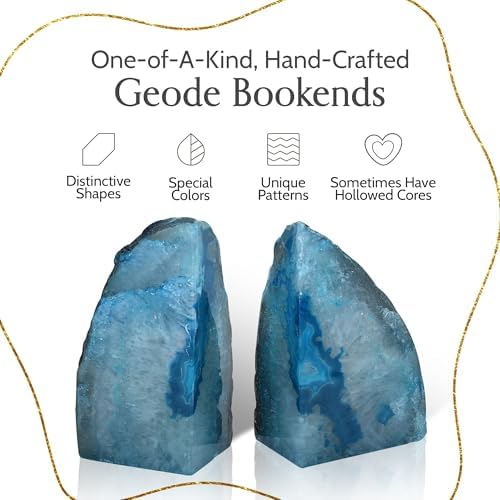 Nature's Decorations Teal Agate Bookends - A-Quality Large Heavy Duty Geode, Turquoise & Aqua Visual Accent Decor, Crystal Gift, 1 Pair (4-6 lbs) - Image 3