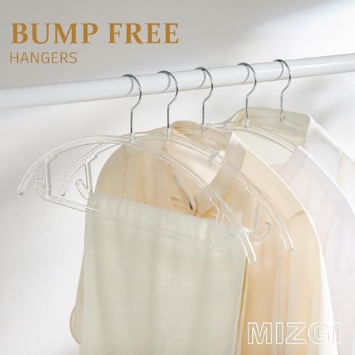 MIZGI Clear Hangers 50 Pack, Patented Rounded Shoulder Acrylic Hangers - Image 3