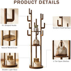 Yoobure Rotary Coat Rack Freestanding - Solid Wood Coat Tree with 9 hooks & 3 Storage Shelves for Purse, Bag, Jacket, Hat, Corner Hanger Stand Racks for Hall, Entryway, Office, Modern Clothes Holder - Image 5