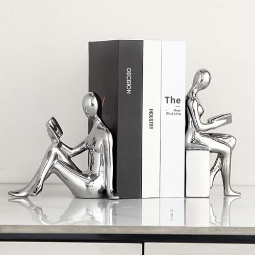 Decorative Bookends, Ceramic Book Ends for Shelves, Home Office Decor by Tuioyoc