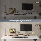 FITUEYES Dual Monitor Stand Riser, Adjustable Length and Angle, Oak - Image 4