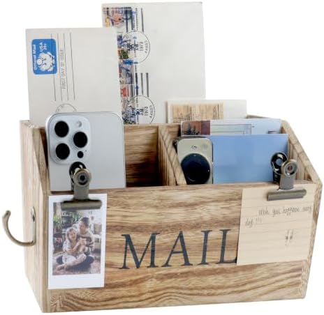 DLQuarts Solid Wood Mail Organizer Countertop & Wall Mounted, Burnt Wood by DLQuarts