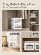 Homsorout Medium Fabric Storage Bins - Closet Shelf Organizer with Open Window, 3 Pack Closet Baskets for Shelves, Stackable Decorative Boxes for Home, Dorm, White, 13.7" x 9.8” x 9.8" - Image 7