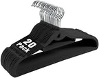 Velvet Clothing Hangers Slim Stackable Non-Slip Black Suit Hanger Space Saving Clothes Hanger Heavy Duty Adult Hangers with 360°Swivel Hook Pack of 20 by JohneyRulu