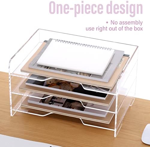SANRUI Acrylic Paper Organizer Letter Tray for Desk, 3 Tier Enlarged File Sorter,Clear File Holder Desktop Shelf Document Storage for School Office Home - Image 7