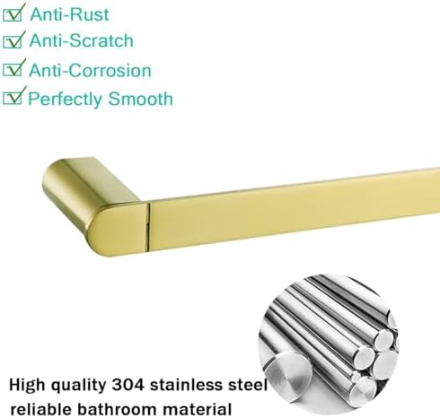 5-Pieces Bathroom Accessories Set, Stainless Steel Bathroom Hardware Set, 23.6 Inch Bath Towel Bar Set, Towel Hooks,Towel Racks for Bathroom Wall Mounted,Brushed Gold,SE96026S-5BG - Image 6