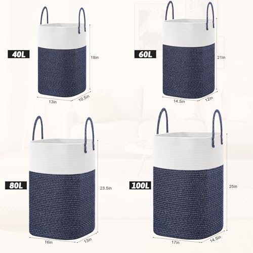 Artfeel Laundry Basket,Woven Cotton Rope Laundry Hamper,60L Versatile Storage for Dirty Clothes,Baby Toys,and Blankets in Bathroom, Nursery,and Living Room - Image 3