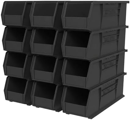 Akro-Mils 30234 AkroBins Plastic Storage Bins, 15"x5"x5", Black, 12-Pack - Image 2