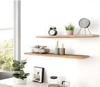 YYWUOJJ Wood Floating Shelves for Wall, Rustic Wall Shelves for Bedroom, Wall Mounted Floating Shelf, Set of 4 Light Walnut 36 Inch - Image 7