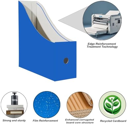 Limitliho 24 Pack Blue Cardboard Magazine File Holder for Desk or Shelves - Image 2