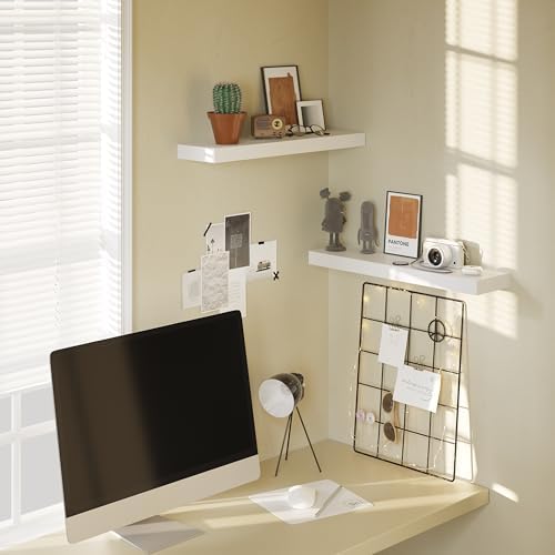 BAMEOS Floating Wall Shelves 24 x 6 Inch – Easy-Install Hanging Shelves with Hardware Included | Modern Decor Shelf for Bathroom, Bedroom & Living Room Storage, Set of 2, White - Image 5