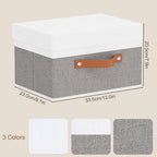 Storage Bins with Lids,White/Grey Baskets,3Pack,13x9.1x7.9In - Image 6