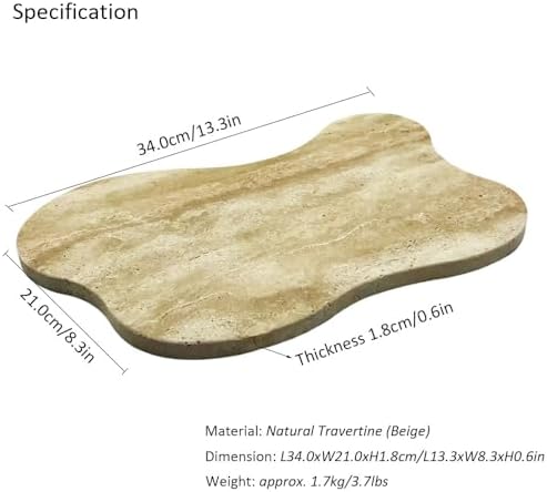 Cloud Shaped Travertine Vanity Tray, 13.3 x 8.3 Inch Natural Stone Decorative Catchall Tray for Bathroom Countertop, Beige Marble Jewelry Dish Perfume Tray for Coffee Table Dresser Nightstand - Image 5