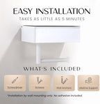 Day Moon™ - Toilet Paper Holder with Shelf - Modern Roll Holder for Bathroom - 1 Pack - Wall Mount - with Storage, White - Image 5