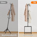 Hall Tree with Bench and Shoe Storage, Coat Rack Freestanding Coat Rack Shoe Bench, Corner Coat Hanger Stand Standing Hat Rack, Tree Stand Purse Rack Tree Black Coat Racks with Shelf - Image 6