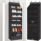STORAGE MANIAC Over the Door Shoe Organizer with Curtain Dustproof Heavy-Duty Large Deep Pocket Hanging Shoe Organizer for Closet Dorm & Narrow Door Storage Shoe Holder Shoe Rack, 7-Shelf Black 1 Pack by STORAGEMANIAC