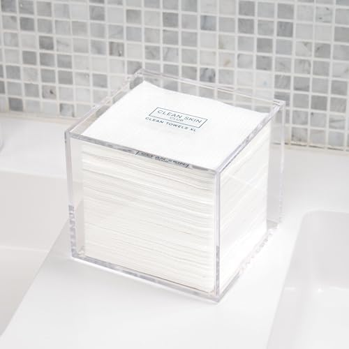 CLEAN SKIN CLUB Clear Acrylic Box for Clean Towels XL (NOT Included), Container For 50 Disposable Clean Towels XL, Face Towelettes Bathroom Counter Storage, Bin for Cleansing Facial Dry Wipes - Image 7
