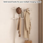 AQIMUELE Coat Rack with Shoe Storage, Narrow Wooden Hall Tree with Bench, 11 Hooks and 2-Tier Storage Shelves, 3-in-1, Entryway Bench with Coat Rack (23.6"-Deep White) - Image 5