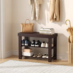 Sweetcrispy 3-Tier Shoe Rack Bench for Entryway, 27 Inches, Brown - Image 2