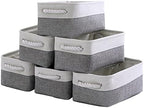 TheWarmHome Small Storage Baskets for Organizing,Storage Baskets for Shelves,Small Fabric Storage Bins W/Handles For Closet Nursery Toy Decorative Foldable (White&Grey, 11.8L*7.9W*5.2H-6 Pack) by TheWarmHome