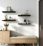 17 Inch Rustic Wood Floating Shelves Farmhouse Wooden Wall Shelves for Bathroom Bedroom Living Room Kitchen Office Set of 6 Black - Image 4