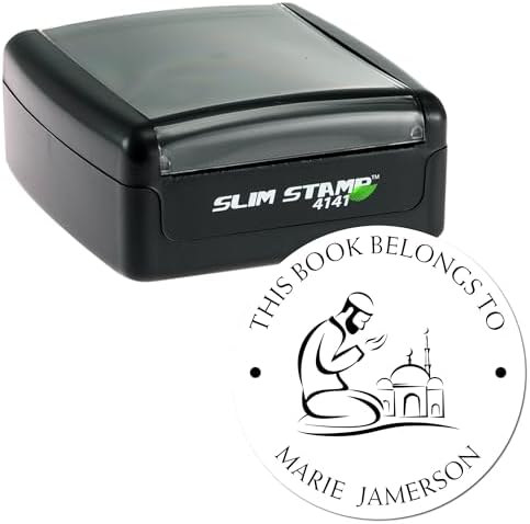 Personalized Return Book Stamp - Portable Pre-Inked Praying Man Design - Custom Made Book Stamp with Your Name for Islamic Bookstore Owners - Ideal for Libraries, Schools, and Personal Collections - Image 2
