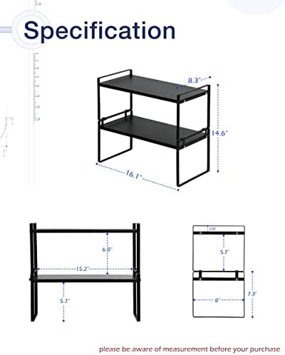 Nxconsu Stackable Cabinet Shelf Organizer 2 Pack, Standard Black - Image 3