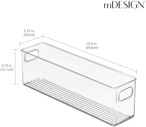 mDesign Plastic Kitchen Organizer - Storage Holder Bin with Handles for Pantry, Cupboard, Cabinet, Fridge/Freezer, Shelves, and Counter - Holds Canned Food, Snacks, Drinks, and Sauces - 8 Pack - Clear - Image 2