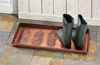 HF by LT Peacock Feather Pattern Metal Boot Tray, 30 x 13 inches, Antique Copper Finish - Image 3