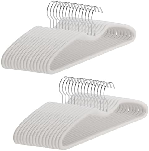 30 Pack Velvet Hangers, Short Neck Non Slip Slim Hangers with 360° Swivel Hook, Space Saving Clothes Hangers for Shirts, Dresses, Sweaters, White by Unknown